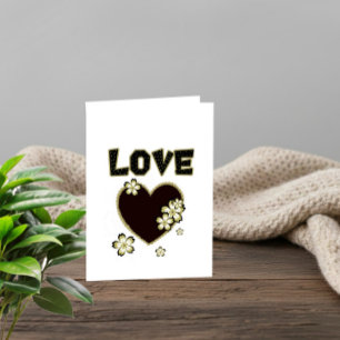 Luxury Love Card – Black Lace Heart & Floral Desig