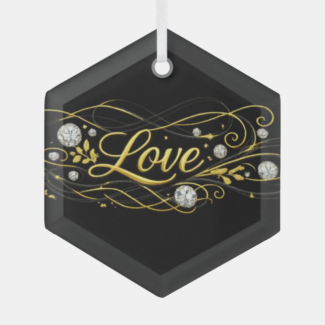 Luxury Love Gold Script Ornament (Front)