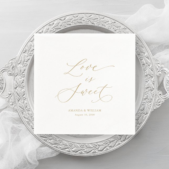Luxury “Love Is Sweet” Wedding Napkin (Creator Uploaded)