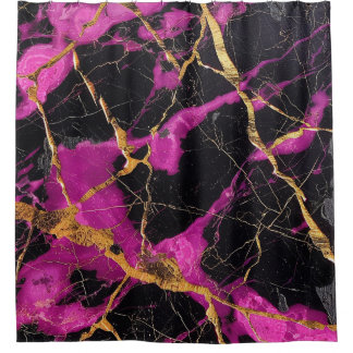 Luxury Magenta Black Marble Kintsugi Gold Veins