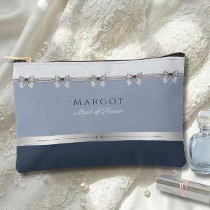 Luxury Maid of Honour Slate Blue Cosmetics Accessory Pouch
