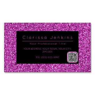 luxury makeup artist black and pink glitter 	Magnetic business card