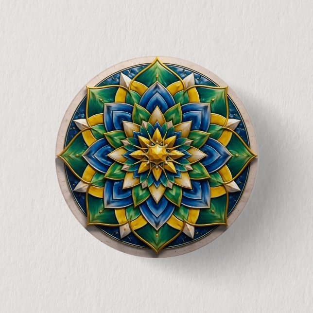 Luxury Mandala Brooch - 01 1 Inch Round Button (Front)