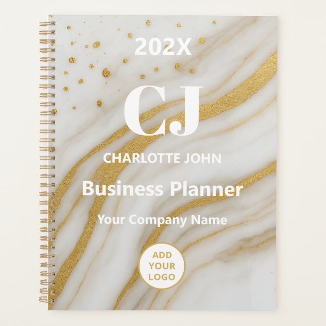 Luxury Marble Business Monogram 2026 Planner (Front)