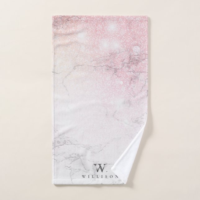 Luxury Marble Glitter Personalized Hand Towel (Hand Towel)