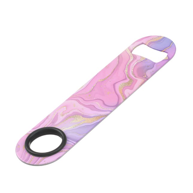 Luxury Marble Glitter Pink Purple Gold Bar Key (Front Angled)