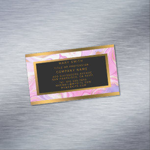 Luxury Marble Glitter Pink Purple Gold Magnetic Business Card