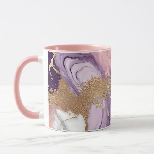  Luxury Marble Glitter Pink Purple Gold Mug (Left)
