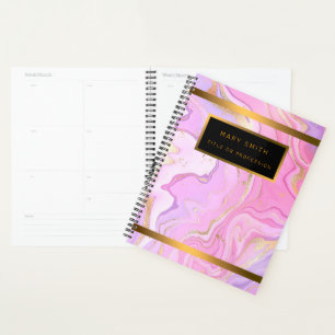 Luxury Marble Glitter Pink Purple Gold Planner