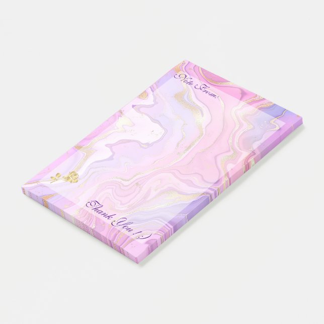 Luxury Marble Glitter Pink Purple Gold Post-it Notes (Angled)