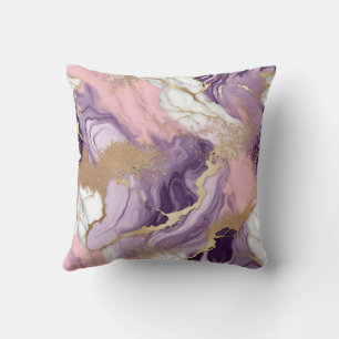 Luxury Marble Glitter Pink Purple Gold Throw Pillow