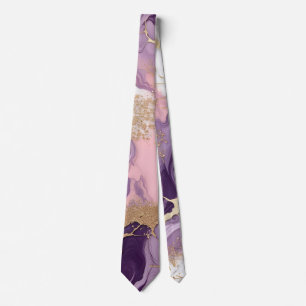 Luxury Marble Glitter Pink Purple Gold Tie