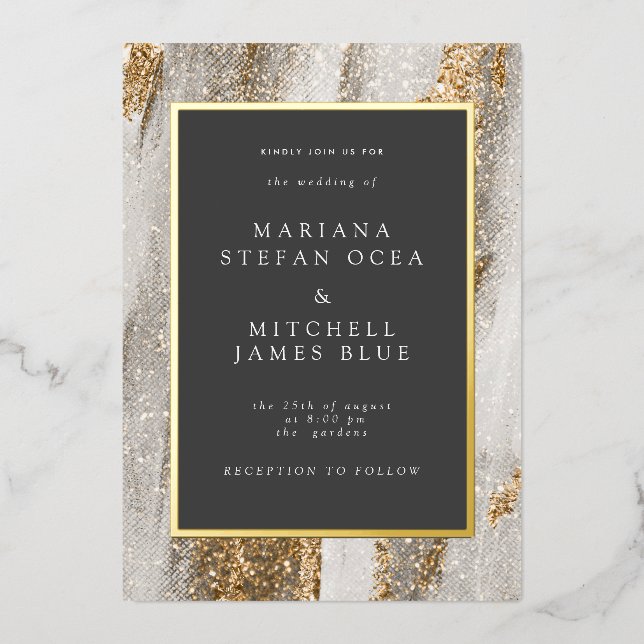 Luxury Marble Gold glitter white and grey (Front)