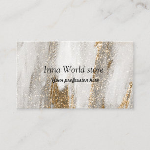 Luxury Marble Gold Paint Strokes gold white  Business Card