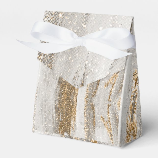 Luxury Marble Gold Strokes white and grey   Favor Box (Front Side)