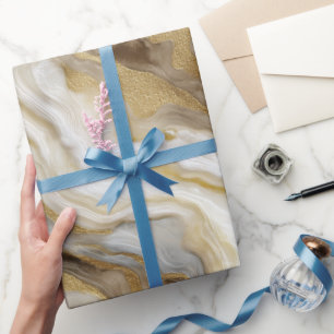 Luxury Marble Gold White Harmony Abstract Pattern Wrapping Paper