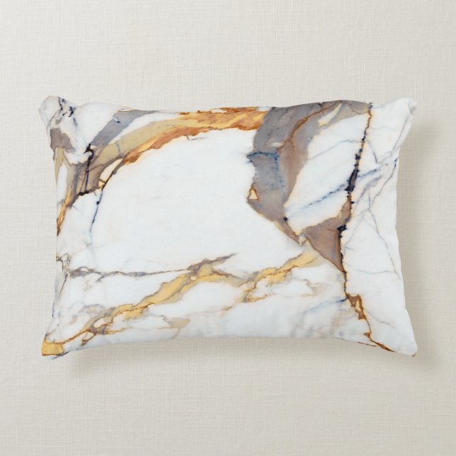 Luxury Marble: Golden Italian Texture Accent Pillow (Front)