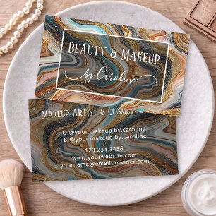 Luxury Marble Makeup Artist & Hair Stylist Business Card