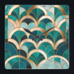 Luxury Marble Mosaic Art Deco Turquoise Blue Gold Square Wall Clock<br><div class="desc">Add a touch of modern elegance and luxury to your space with this Art Deco-inspired glass coaster. Featuring a marble mosaic texture in turquoise, royal blue, and gold, this design blends geometric shapes, wavy patterns, and meander borders for a sophisticated look. The malachite stone details and trendy floral accents create...</div>