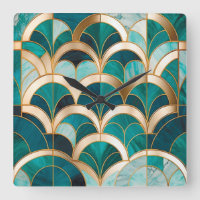 Luxury Marble Mosaic Art Deco Turquoise Blue Gold