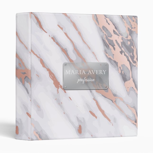 Luxury Marble Rose Gold Metallic Binder (Front/Spine)
