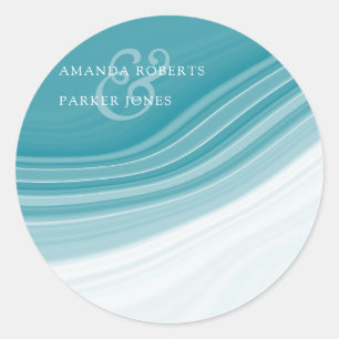 Luxury Marble Wedding Personalized Classic Round Sticker