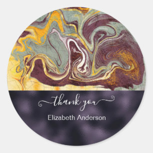 Luxury Marbled Abstract Purple Classic Round Sticker