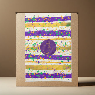 Luxury Mardi Gras Vibrant Purple Gold Green Stripe Kitchen Towel