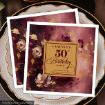 Luxury Marsala Blush Gold Flowers 50th Birthday  Napkin<br><div class="desc">✅ For matching items search 26-50 in my collections ✅ Celebrate a milestone birthday in elegance with our 50th Birthday Napkins collection, featuring watercolor florals in rich burgundy, marsala, maroon, deep red, and soft blush tones, accented with shimmering gold leaves. Perfect for women’s milestone birthdays, these napkins combine boho-inspired charm...</div>