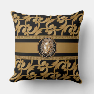 Luxury Medusa Baroque Gold Throw Pillow