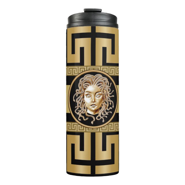 Luxury Medusa Gold Thermal Tumbler (Front)