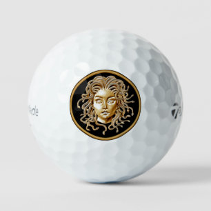 Luxury Medusa Medallion Gold Golf Balls