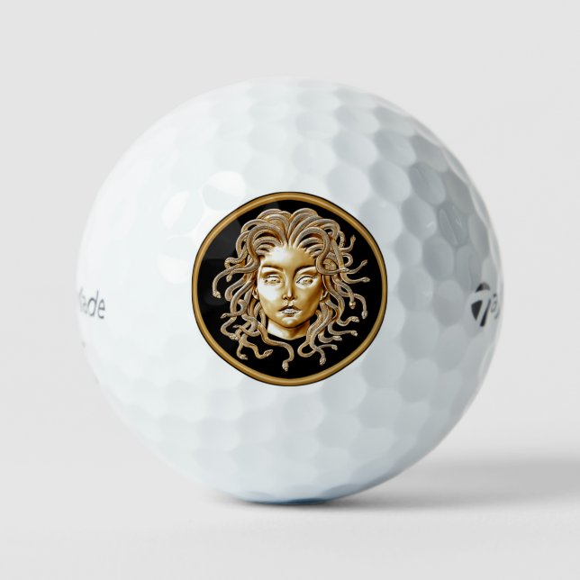 Luxury Medusa Medallion Gold Golf Balls (Front)