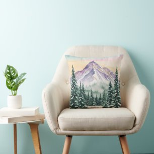 Luxury Merry Christmas pine trees Rainbow Holiday Throw Pillow