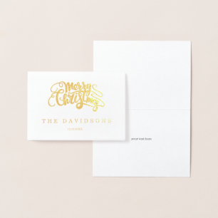Luxury Merry Christmas Typography Monogram Foil Card