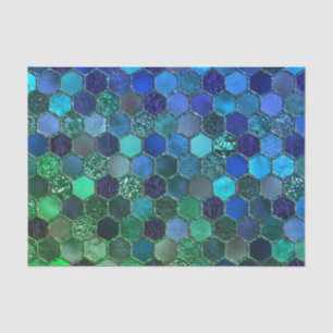 Luxury Metal Foil Glitter Blue Green honeycomb Tissue Paper