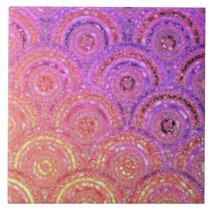 Luxury Metal Foil Glitter Pink Gold Dots Circles Tile