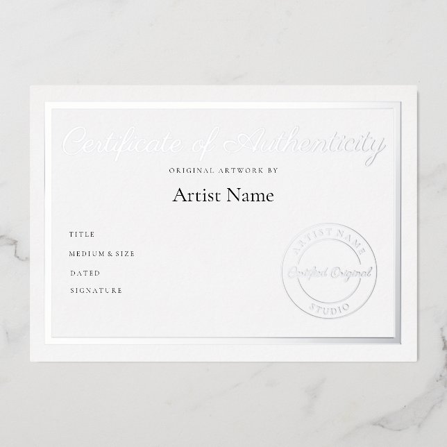 Luxury Metallic Certificate of Authenticity Art (Front)