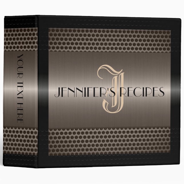 Luxury Metallic Metal Look Monogram Binder (Front/Spine)