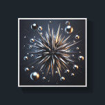 Luxury Metallic Starburst - 3D Abstract Silver Spi Canvas Print<br><div class="desc">A powerful and dynamic architectural abstract featuring a central starburst of sharp metallic spikes. Surrounded by floating silver spheres of various sizes on a dark, moody background, this piece creates a sense of cosmic energy and high-tech elegance. Ideal for ultra-modern living spaces, tech offices, or as a bold statement piece...</div>
