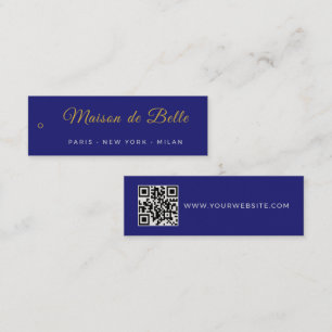 Luxury Midnight Blue Gold Script Paris Skinny Tag