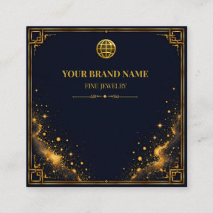 Luxury Midnight Navy Gold Square Necklace Card