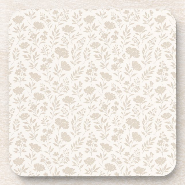 Luxury Minimal Botanical Pattern Coaster (Front)
