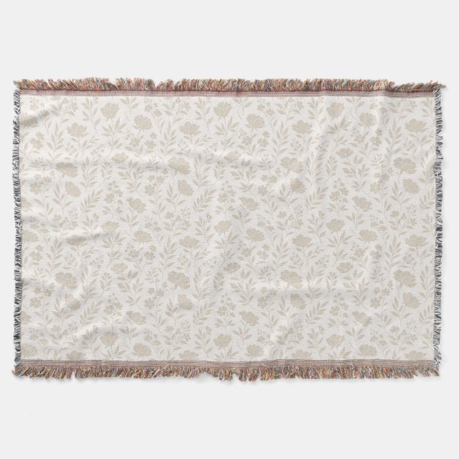 Luxury Minimal Botanical Pattern Throw Blanket (Front)
