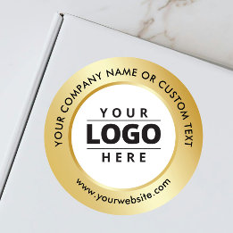 Luxury Minimal Gold White Business Logo Shipping  Classic Round Sticker