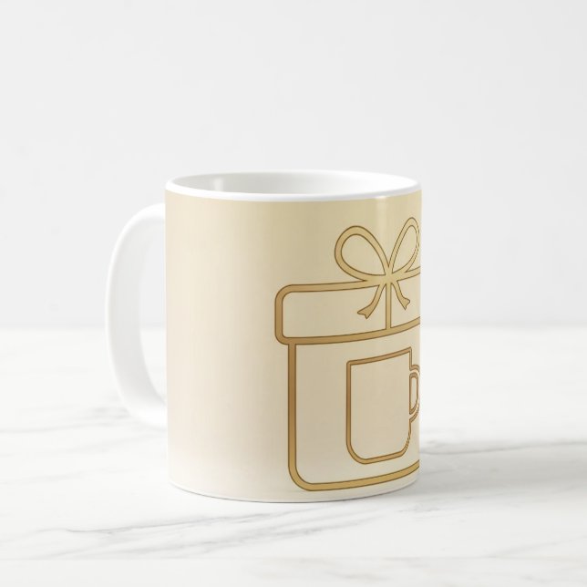 Luxury Minimal Golden Gift Icon Christm Mug, 11 oz Coffee Mug (Front Left)
