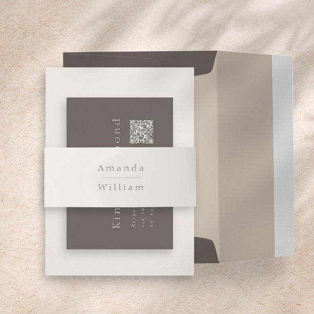 Luxury Minimal Ivory Wedding Belly Band Invitation Belly Band (Creator Uploaded)
