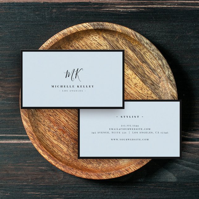 Luxury Minimal Monogram Black Blue Chic Stylish Business Card (Creator Uploaded)