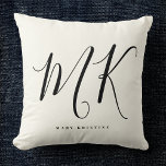Luxury Minimal Monogram Black Ivory Chic Stylish Throw Pillow<br><div class="desc">Chic and stylish,  this modern monogram thorw pillow in ivory and black is a sophisticated minimalist design that combines your monogram in a hand lettered script along your name in elegant serif typography.</div>
