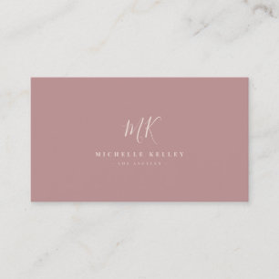 Luxury Minimal Monogram Blush Pink Rose Stylish Business Card